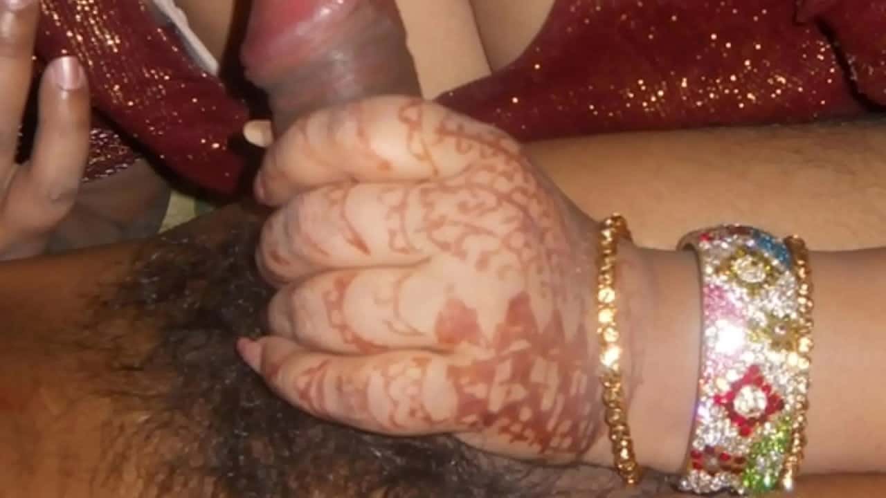 Newly married Indian wife giving blowjob first night sex